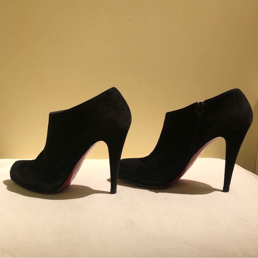 Christian Louboutin Black Suede Heeled Ankle Boots